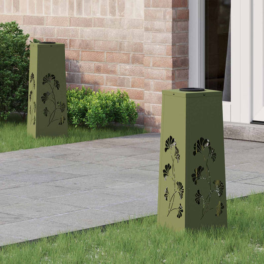 Faro LED solare per sentieri 2 pcs Verde oliva 879754