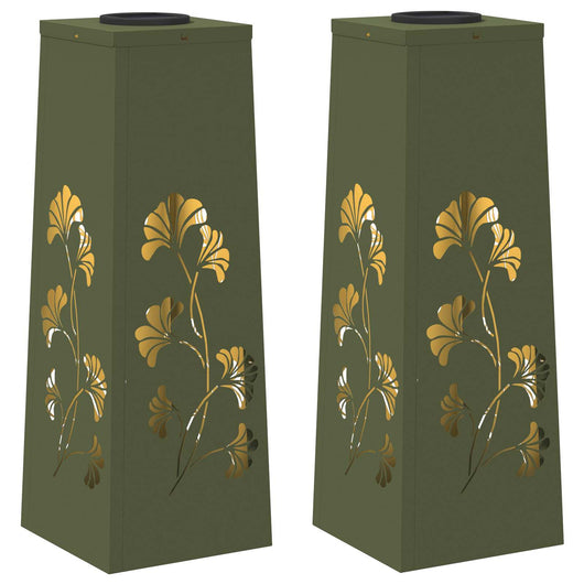 Faro LED solare per sentieri 2 pcs Verde oliva 879754