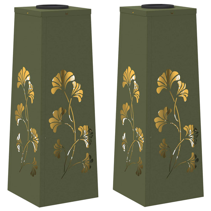 Faro LED solare per sentieri 2 pcs Verde oliva 879754