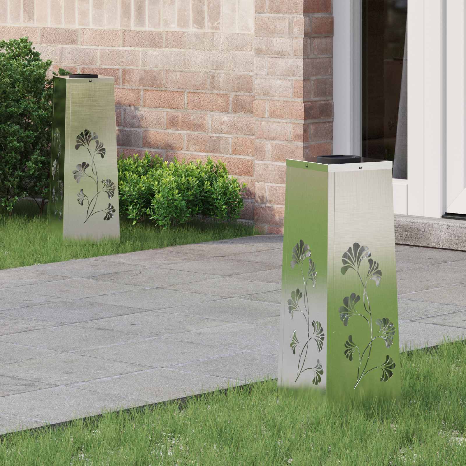 Faro LED solare per sentieri 2 pcs Acciaio inossidabile 879755