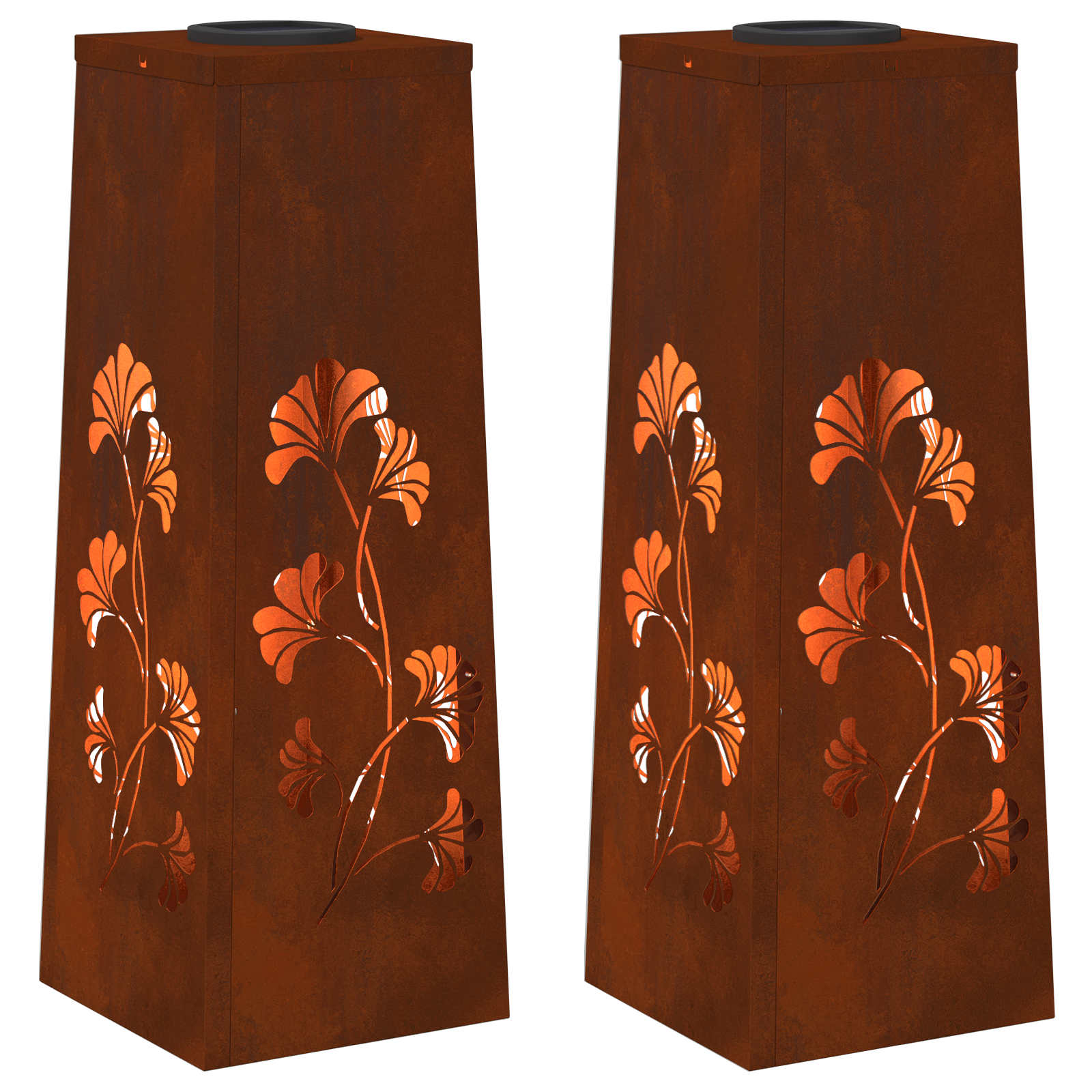 Faro LED solare per sentieri 2 pcs Acciaio Corten 879757