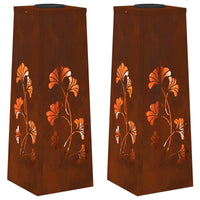 Faro LED solare per sentieri 2 pcs Acciaio Corten 879757