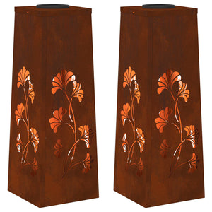 Faro LED solare per sentieri 2 pcs Acciaio Corten 879757