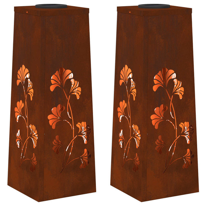 Faro LED solare per sentieri 2 pcs Acciaio Corten 879757