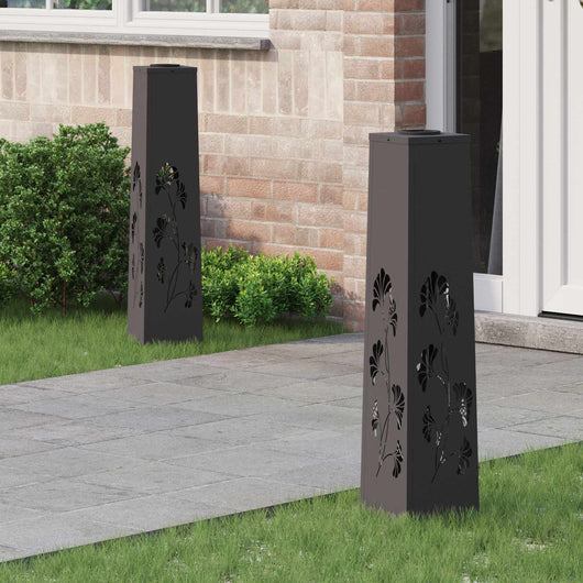 Faro LED solare per sentieri 2 pcs Nero 879758