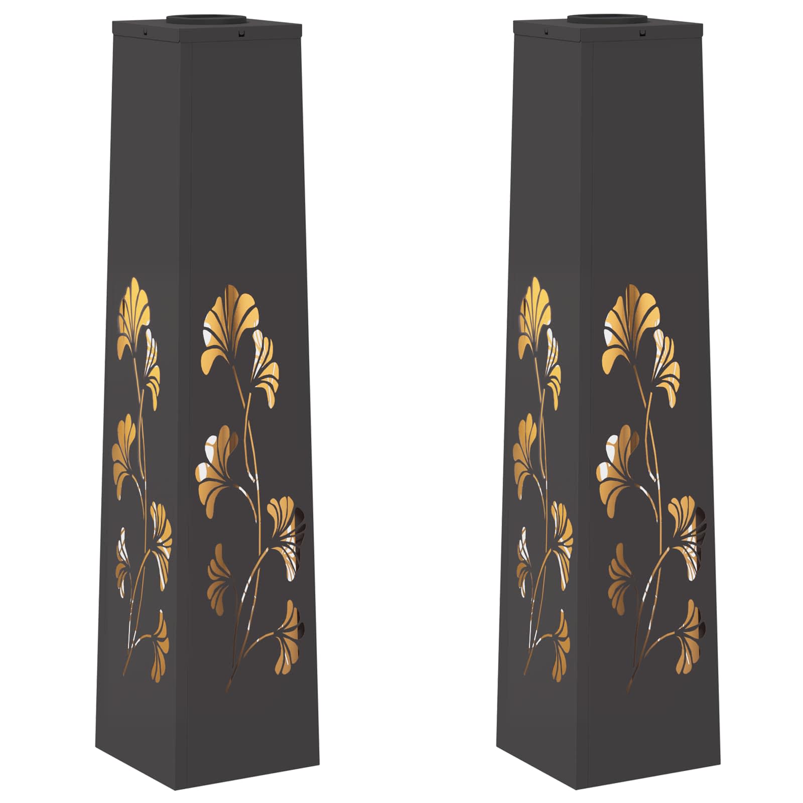 Faro LED solare per sentieri 2 pcs Nero 879758