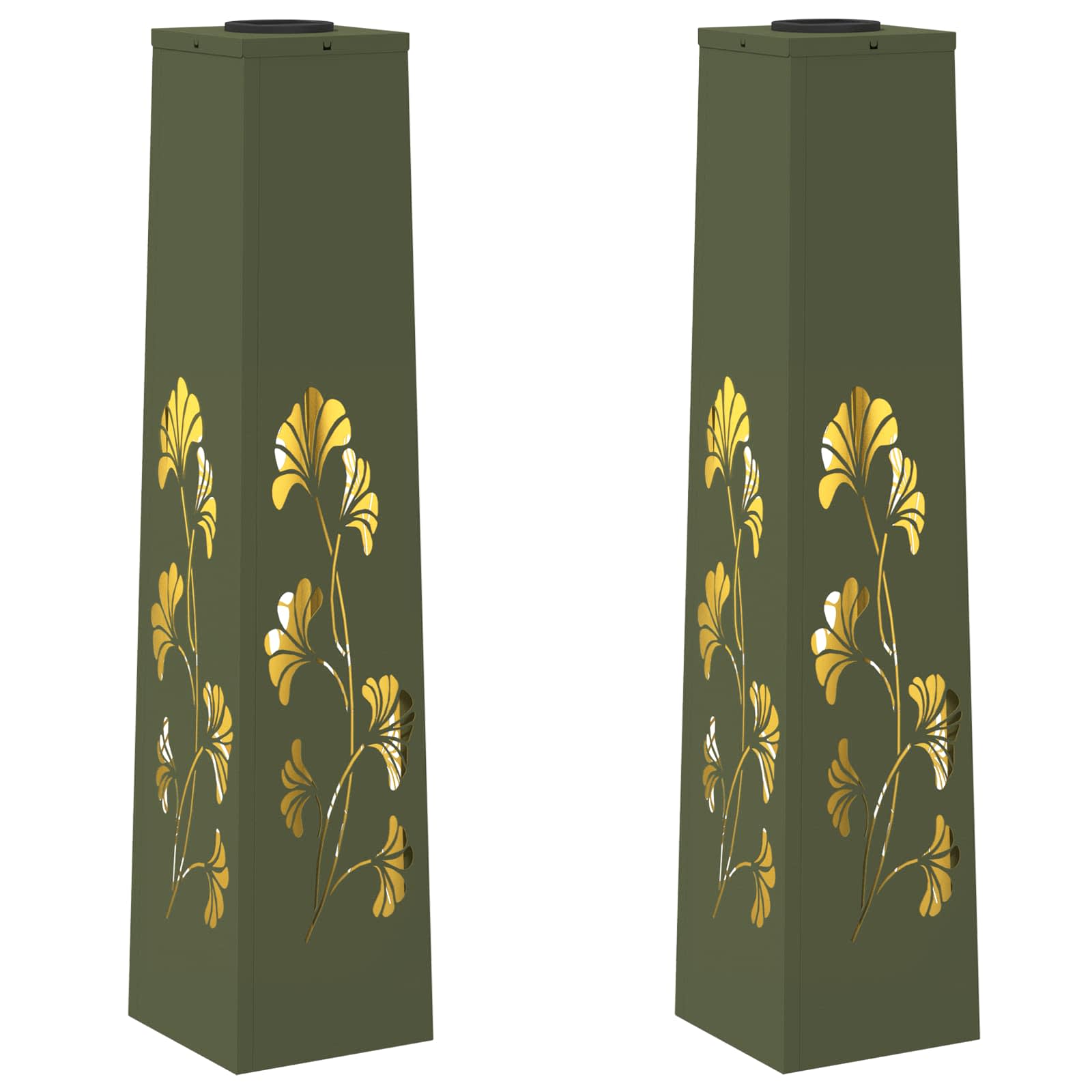 Faro LED solare per sentieri 2 pcs Verde oliva 879761