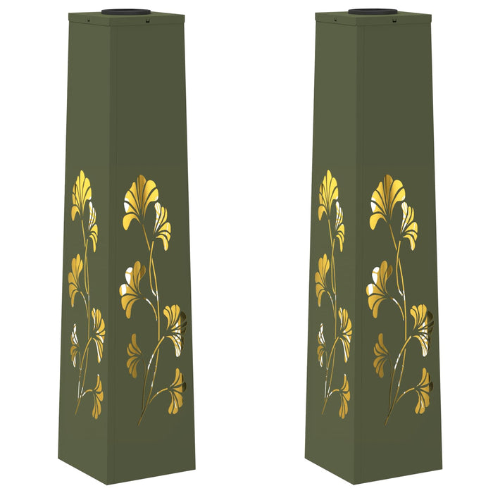 Faro LED solare per sentieri 2 pcs Verde oliva 879761