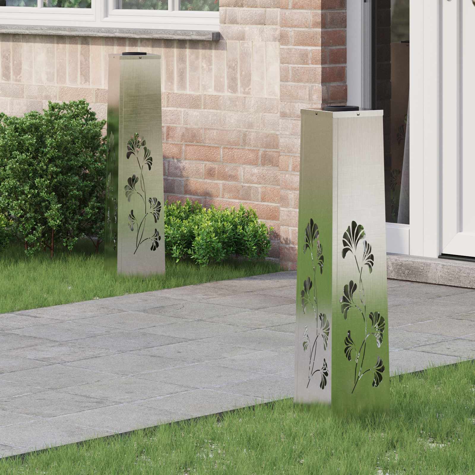 Faro LED solare per sentieri 2 pcs Acciaio inossidabile 879762