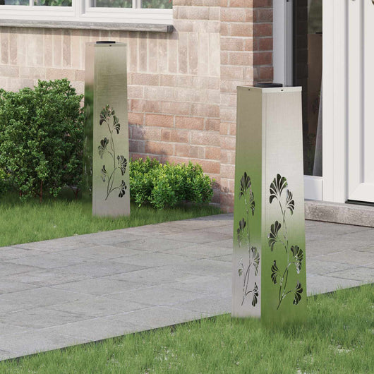 Faro LED solare per sentieri 2 pcs Acciaio inossidabile 879762