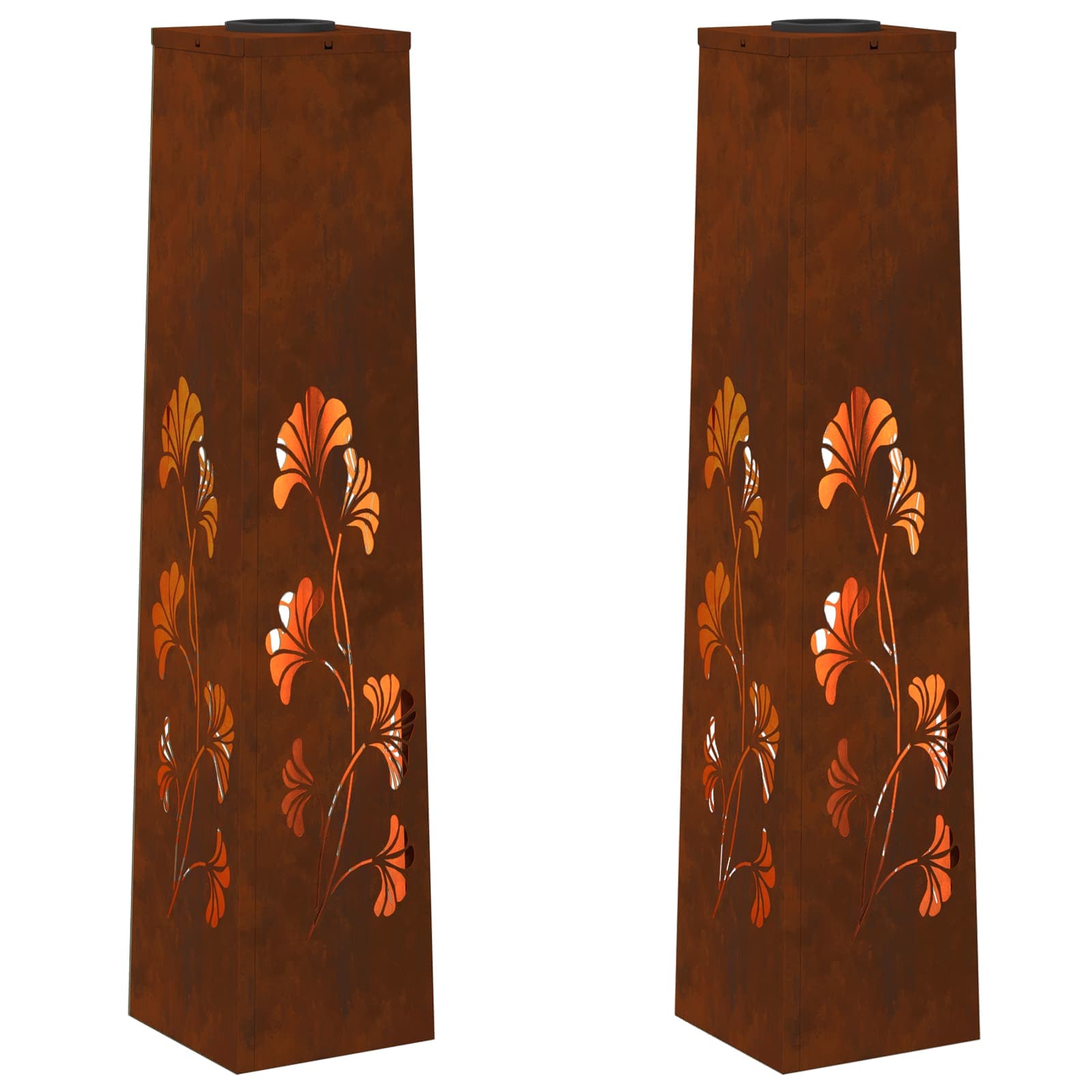 Faro LED solare per sentieri 2 pcs Acciaio Corten 879764