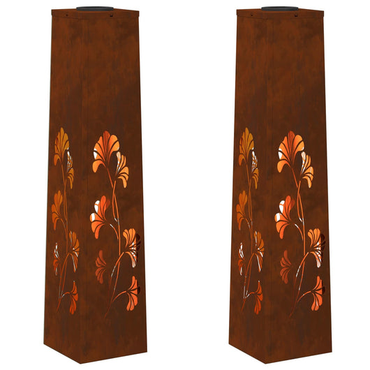 Faro LED solare per sentieri 2 pcs Acciaio Corten 879764