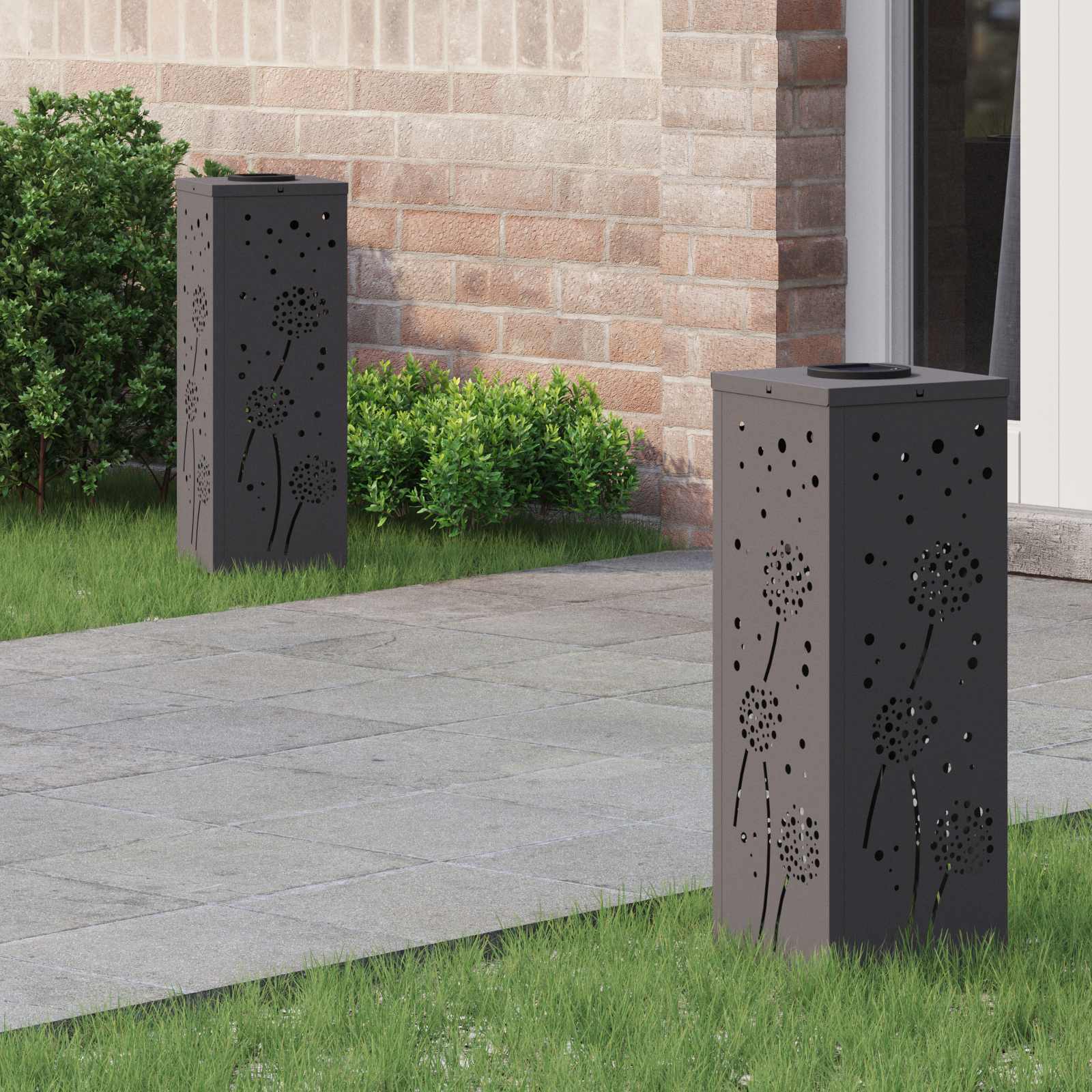 Faro LED solare per sentieri 2 pcs Nero 879765