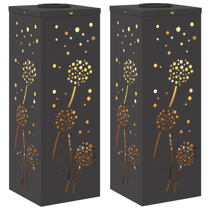 Faro LED solare per sentieri 2 pcs Nero 879765