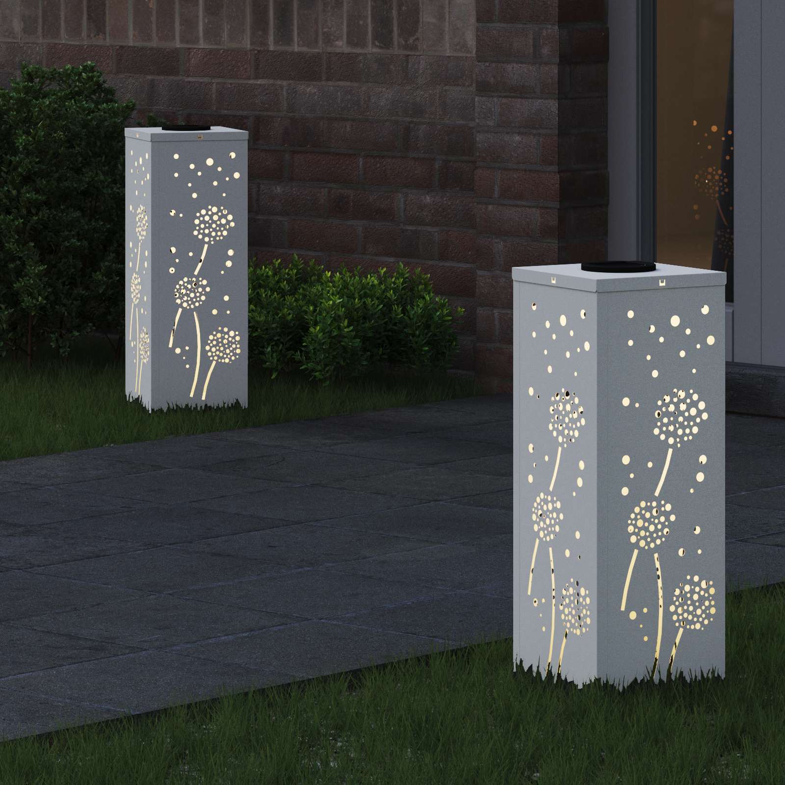 Faro LED solare per sentieri 2 pcs Bianco 879766