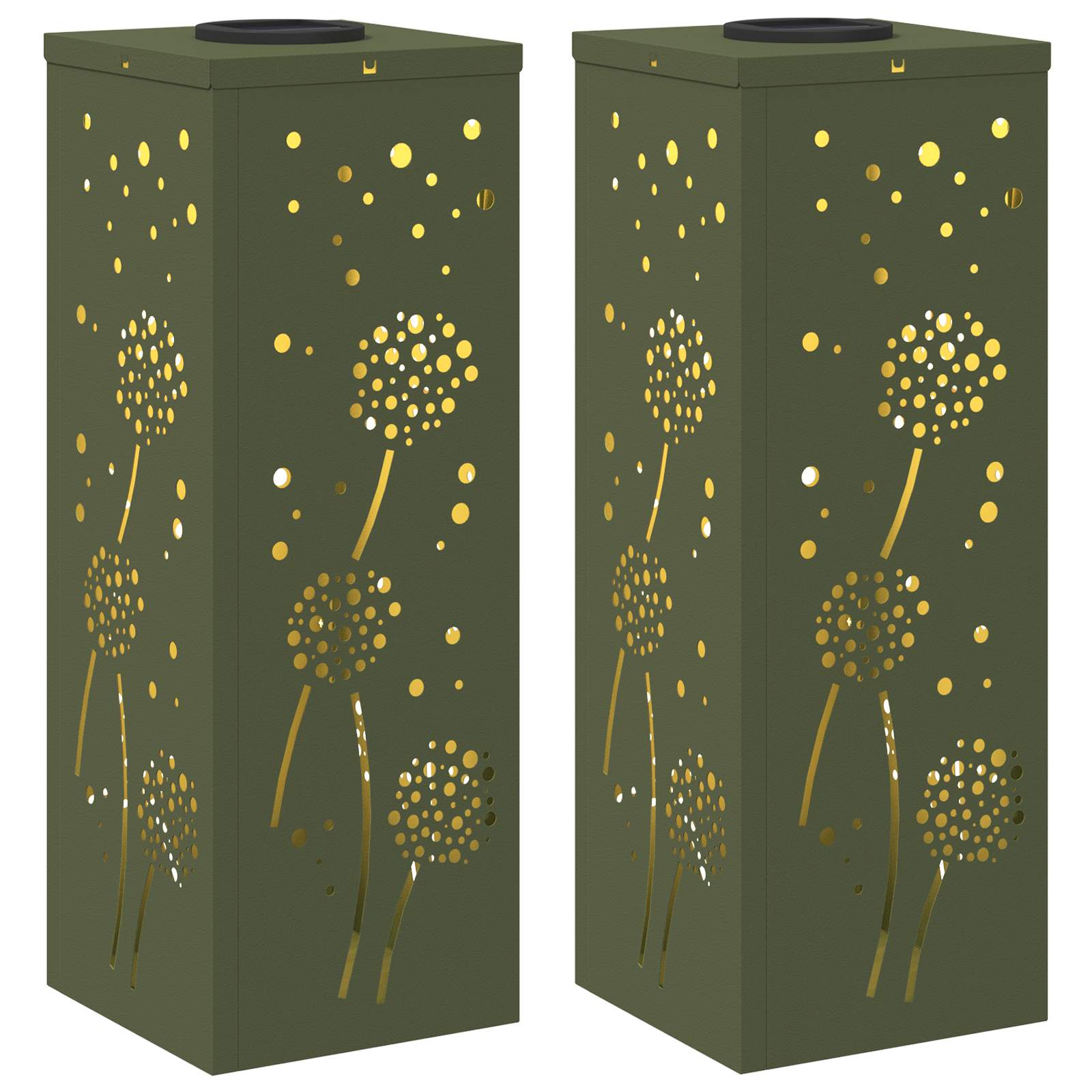 Faro LED solare per sentieri 2 pcs Verde oliva 879768