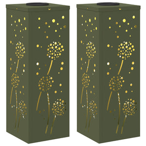 Faro LED solare per sentieri 2 pcs Verde oliva 879768