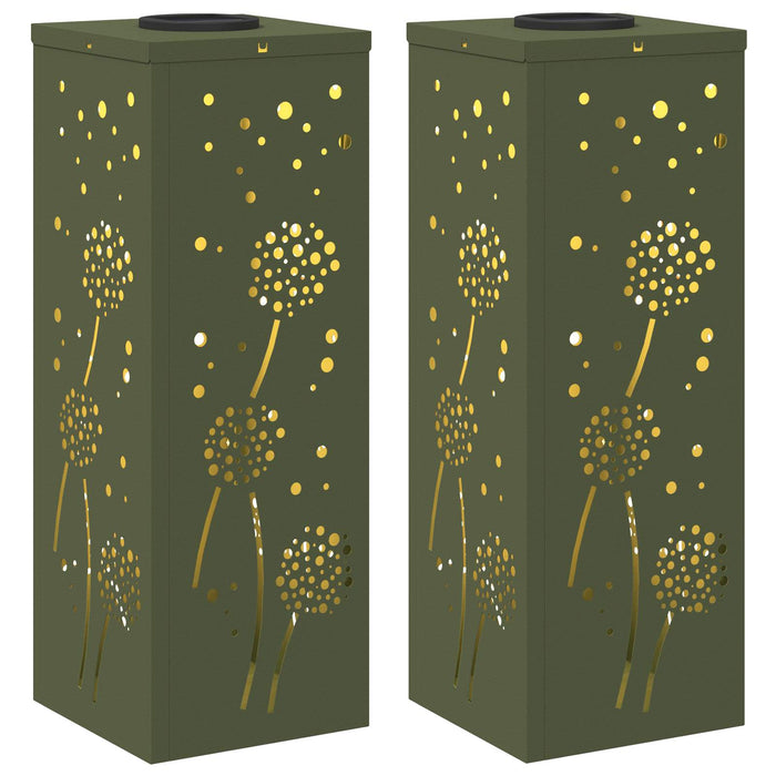 Faro LED solare per sentieri 2 pcs Verde oliva 879768