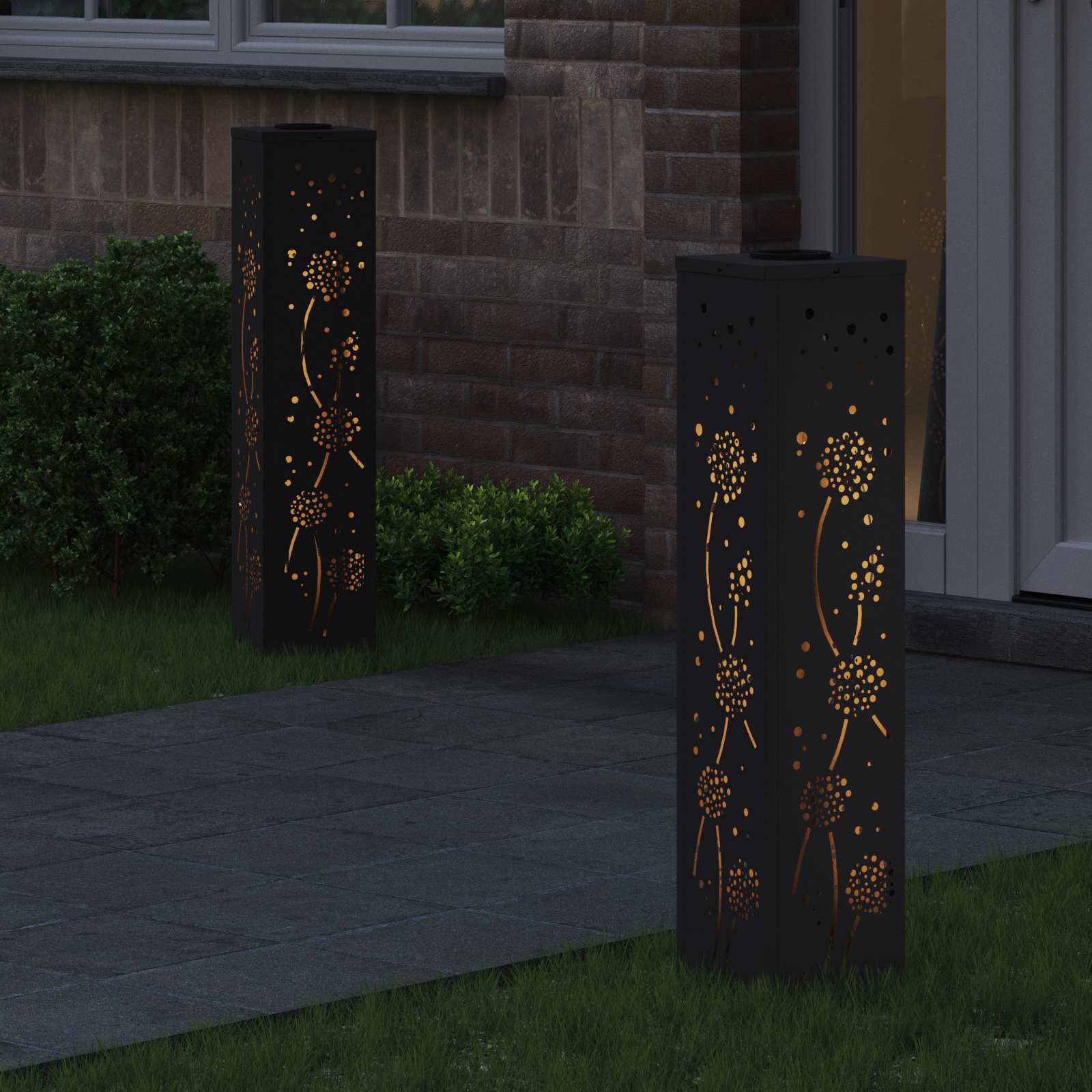 Faro LED solare per sentieri 2 pcs Nero 879772