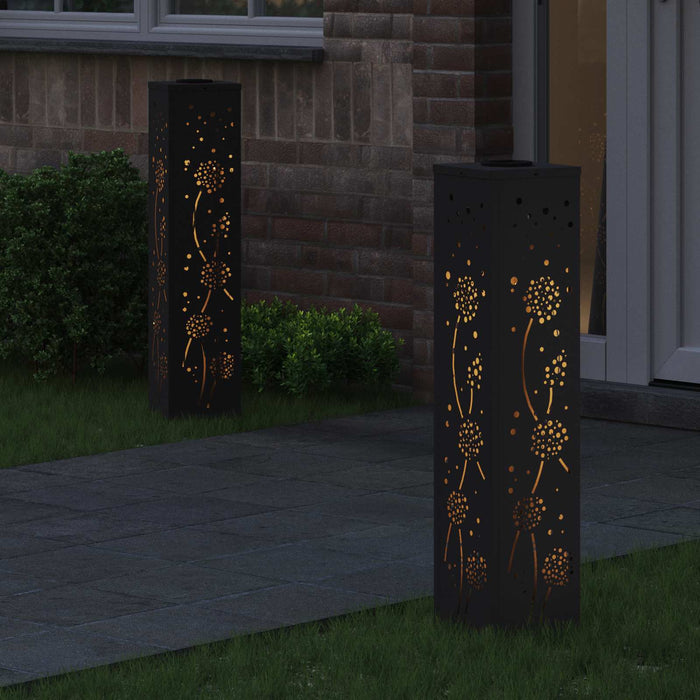 Faro LED solare per sentieri 2 pcs Nero 879772