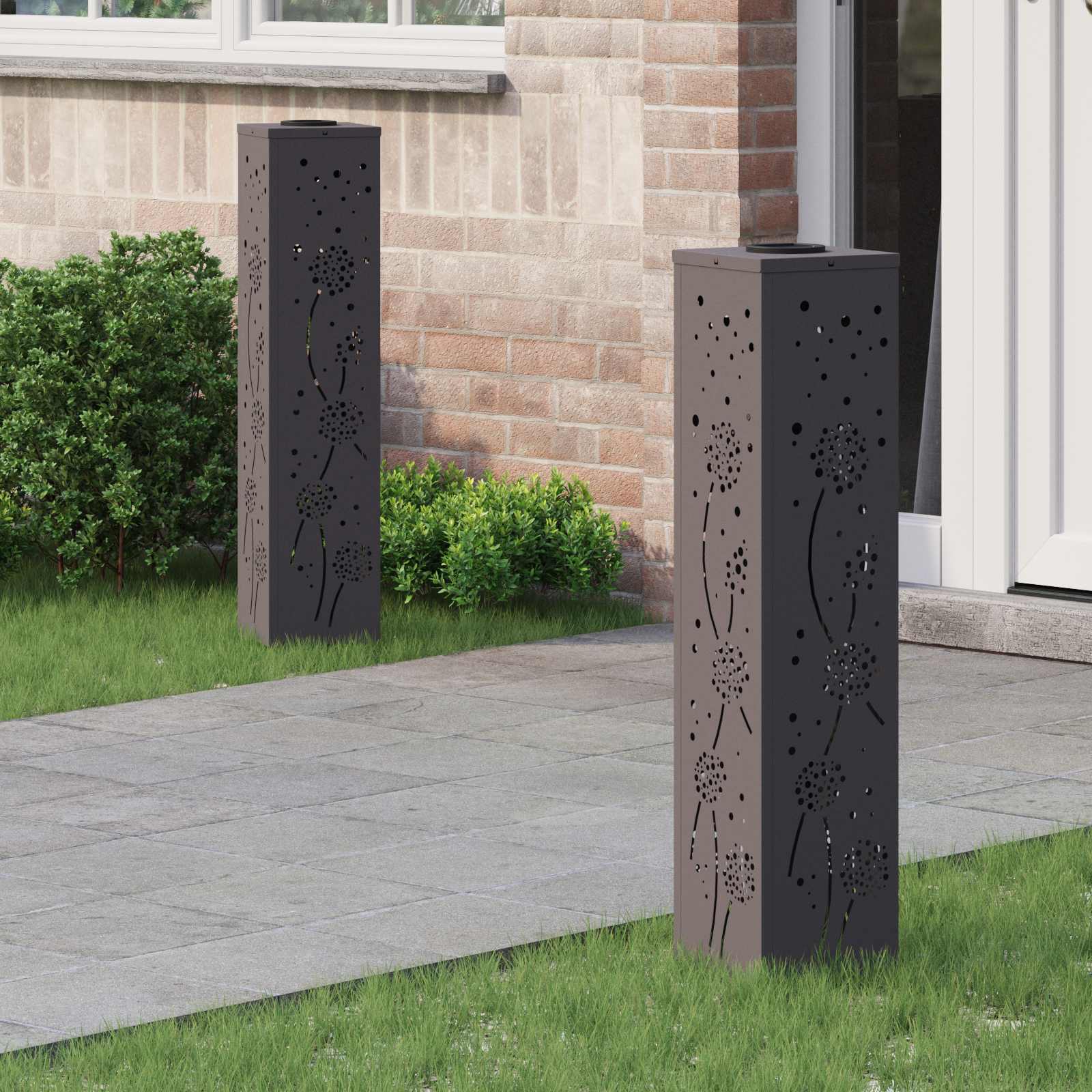 Faro LED solare per sentieri 2 pcs Nero 879772