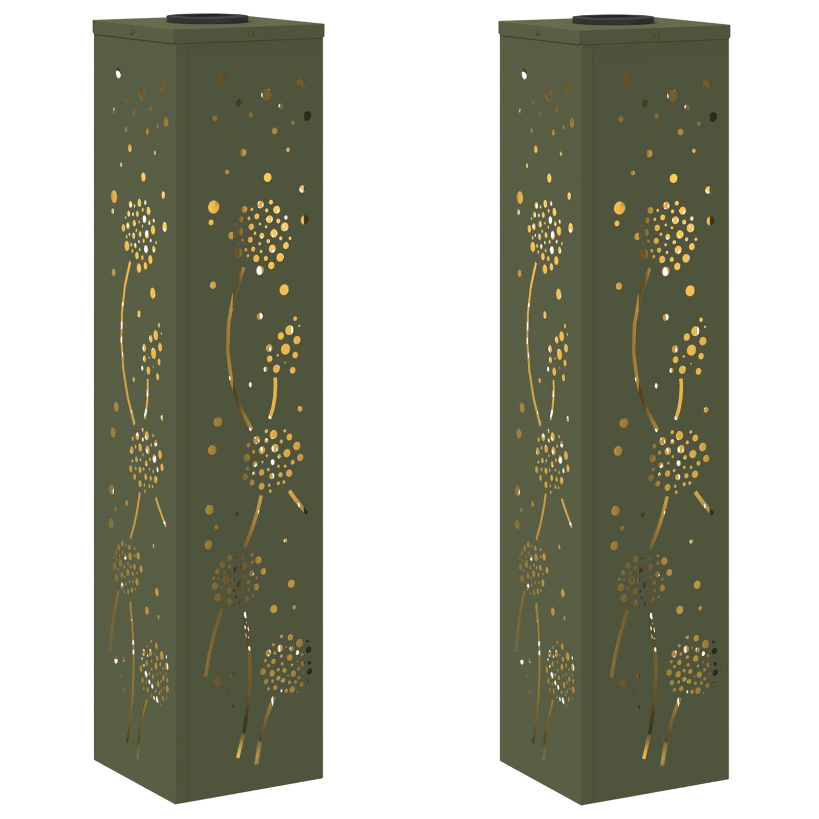 Faro LED solare per sentieri 2 pcs Verde oliva 879775