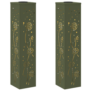 Faro LED solare per sentieri 2 pcs Verde oliva 879775