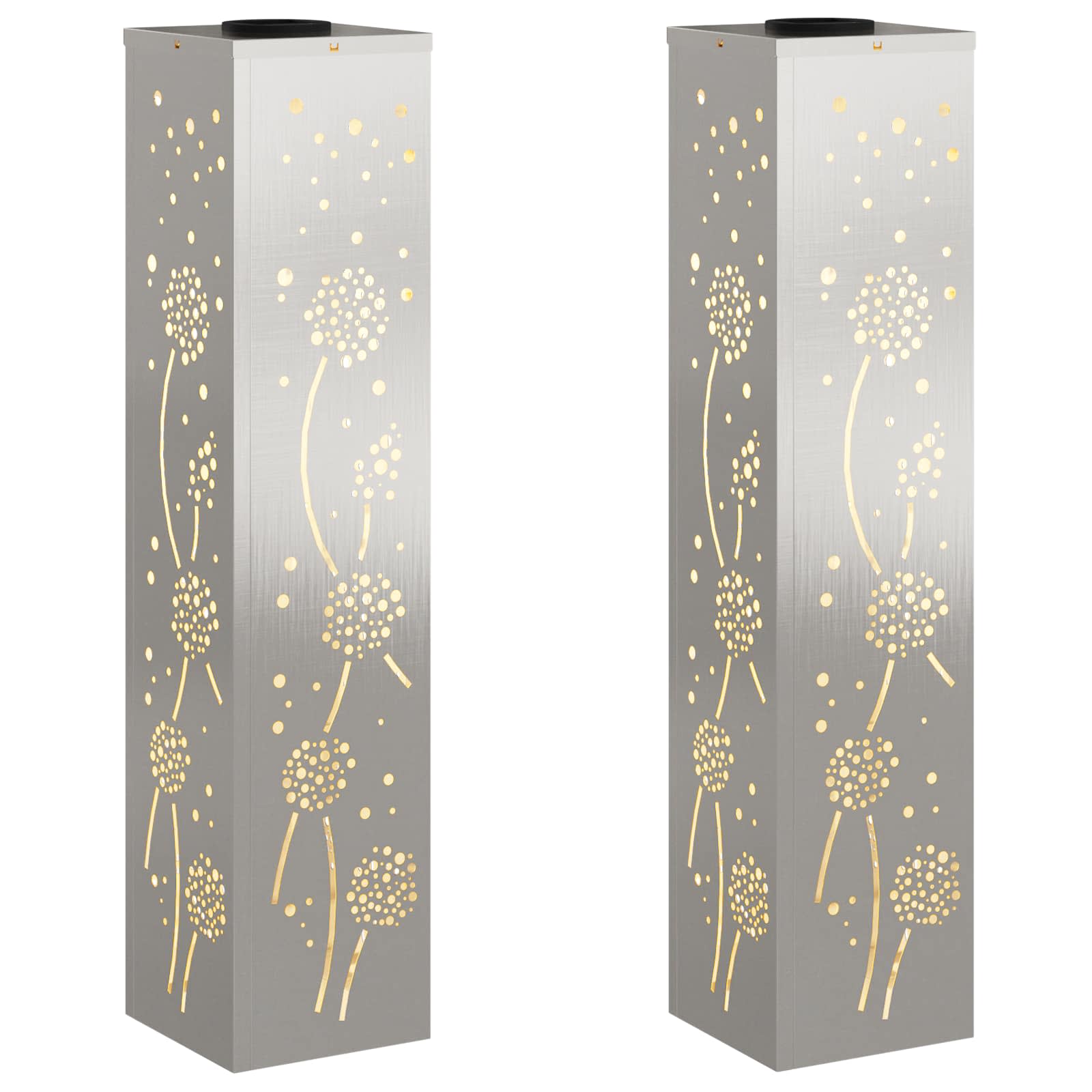 Faro LED solare per sentieri 2 pcs Acciaio inossidabile 879776