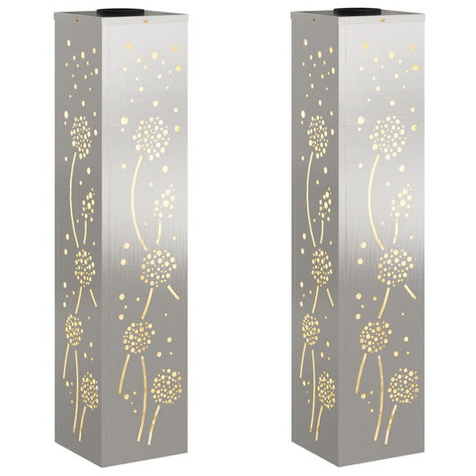 Faro LED solare per sentieri 2 pcs Acciaio inossidabile 879776