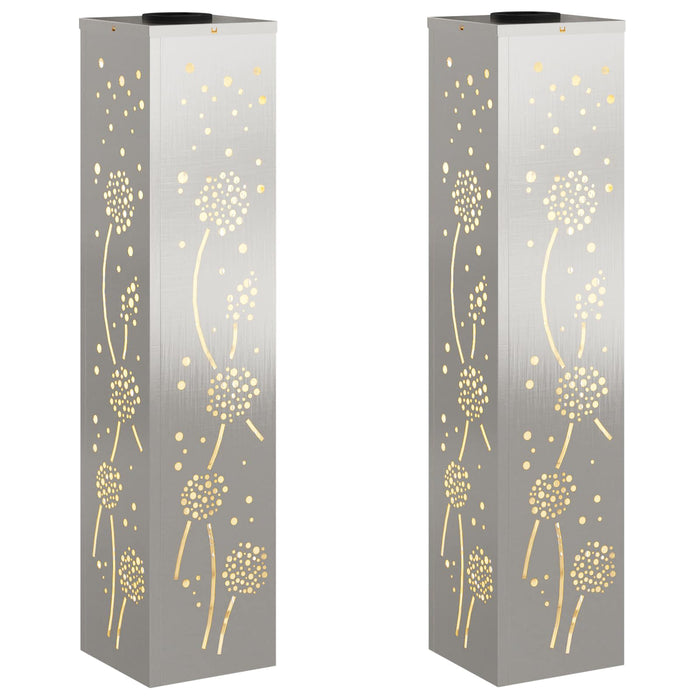 Faro LED solare per sentieri 2 pcs Acciaio inossidabile 879776