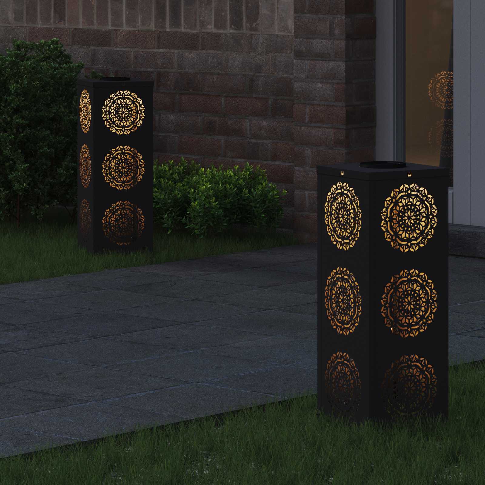 Faro LED solare per sentieri 2 pcs Nero 879779