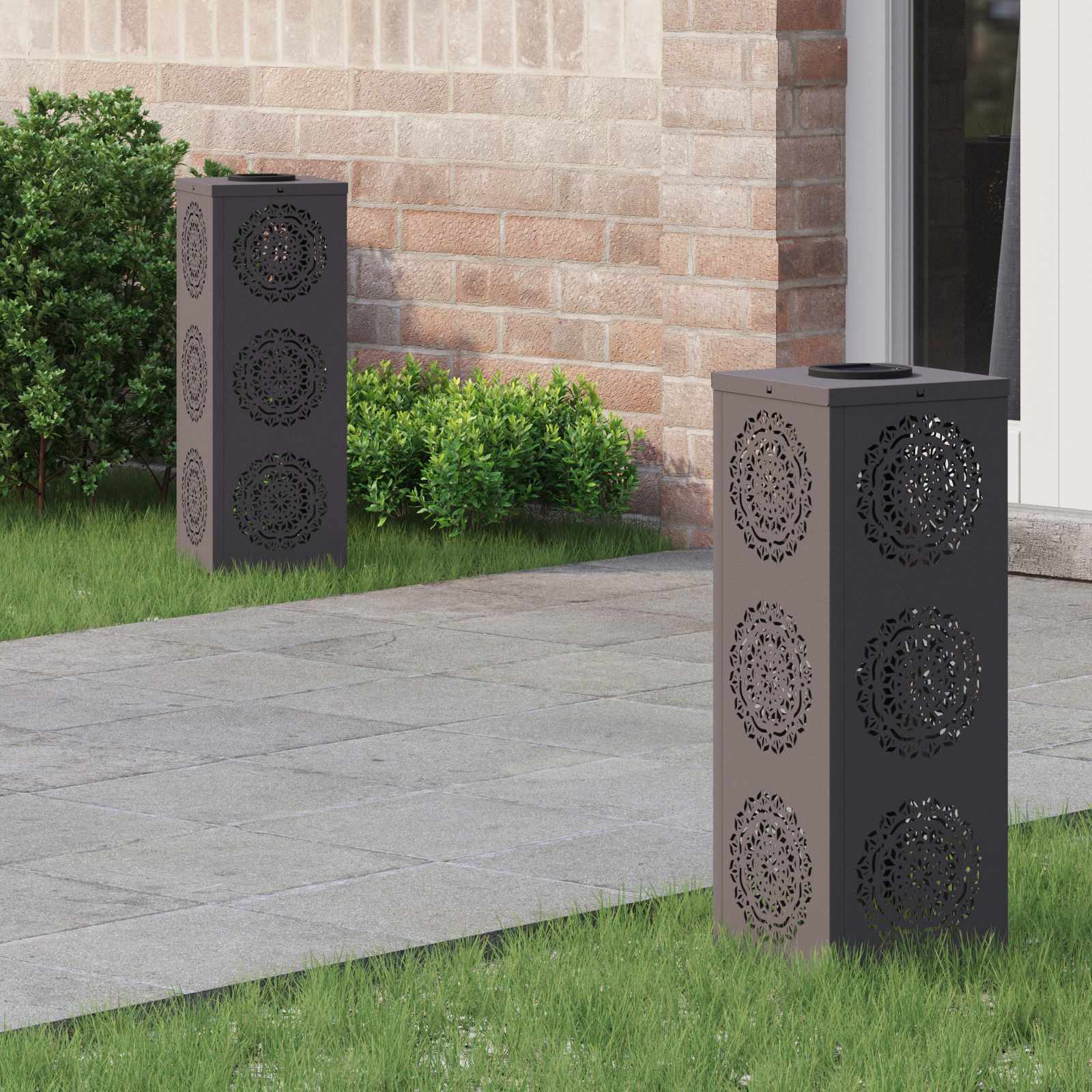 Faro LED solare per sentieri 2 pcs Nero 879779