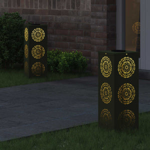 Faro LED solare per sentieri 2 pcs Verde oliva 879782