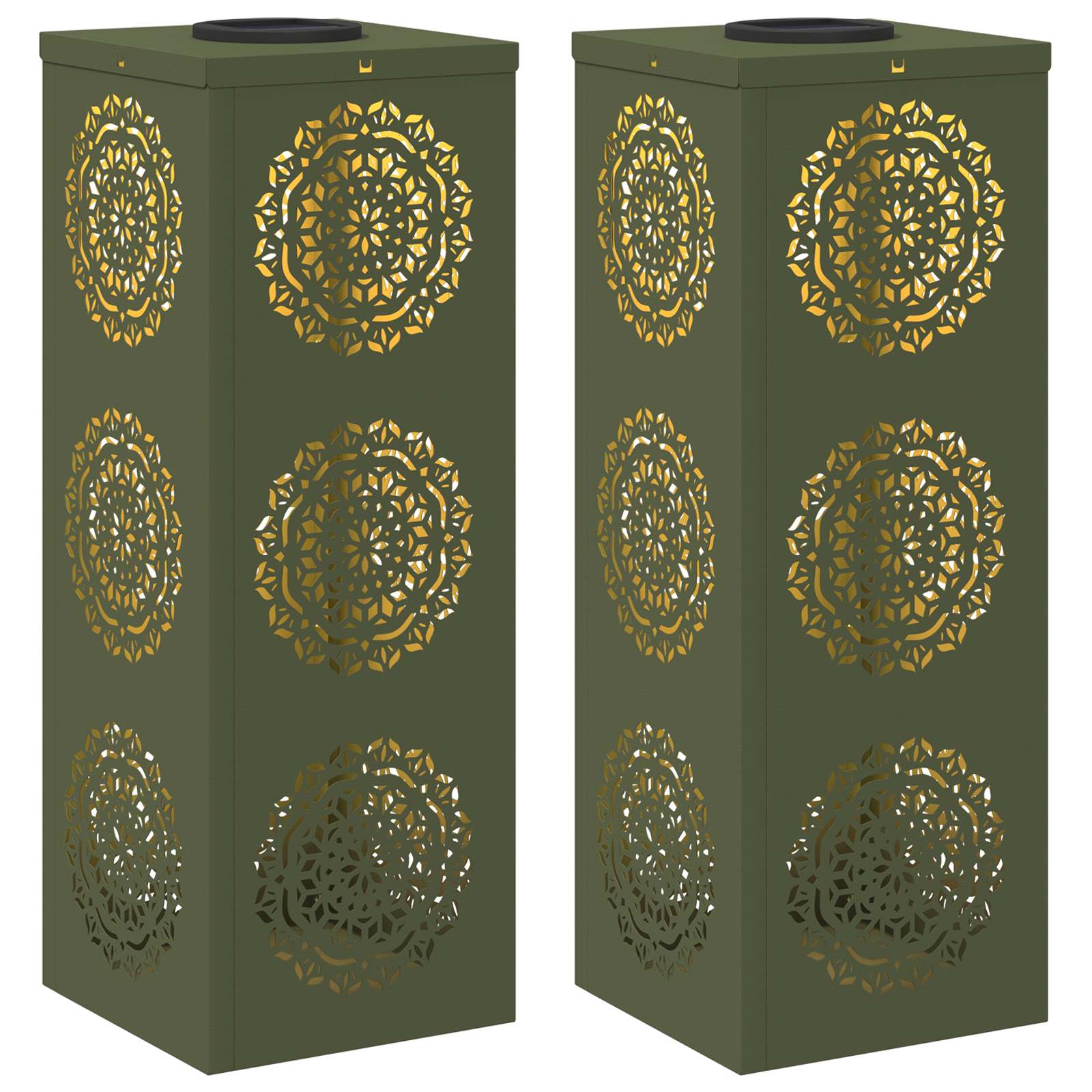 Faro LED solare per sentieri 2 pcs Verde oliva 879782