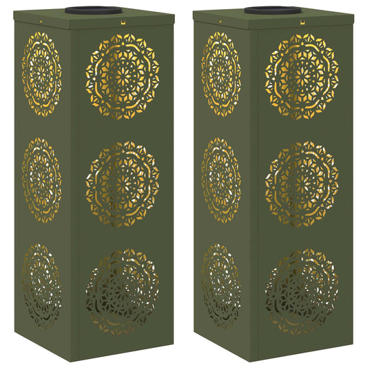 Faro LED solare per sentieri 2 pcs Verde oliva 879782