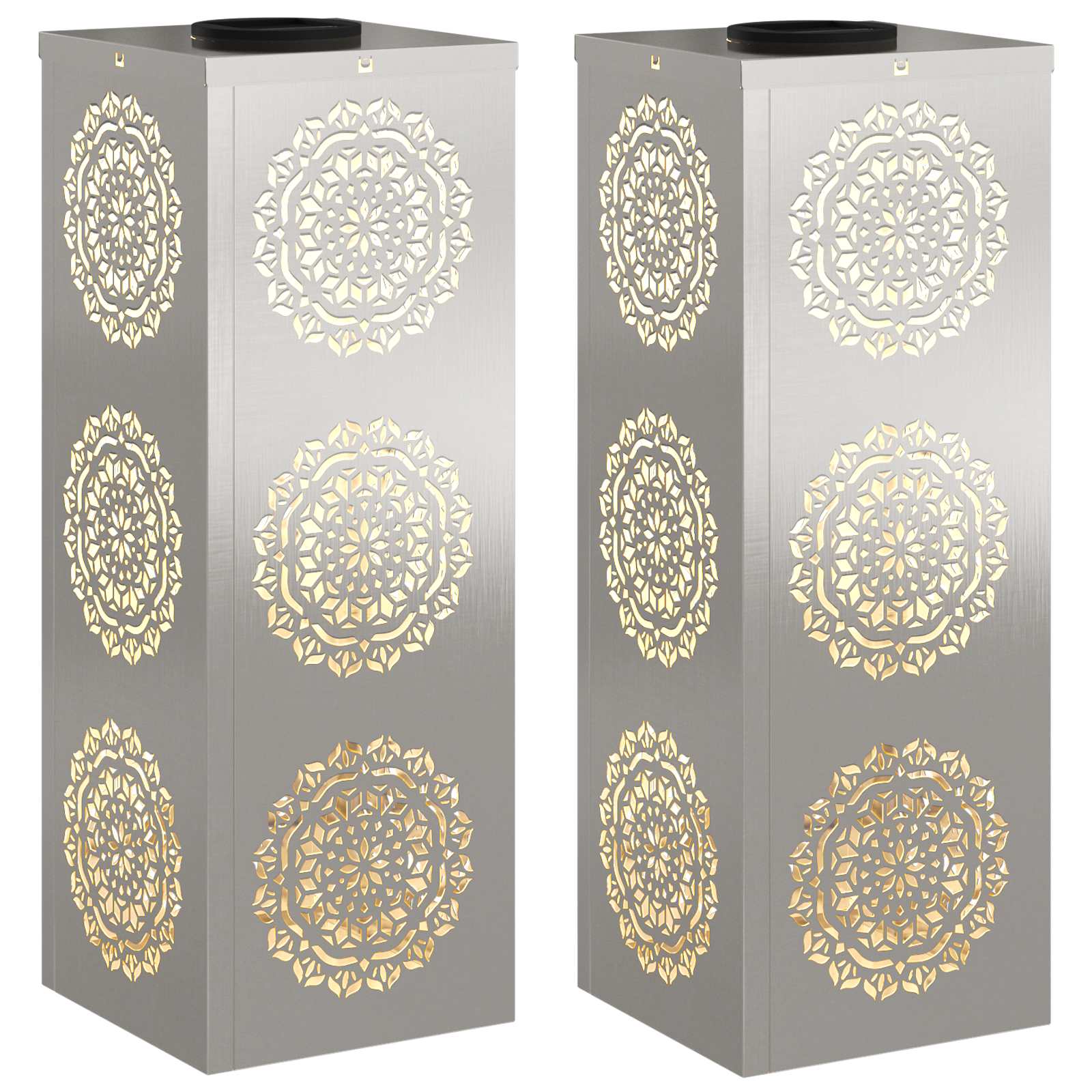 Faro LED solare per sentieri 2 pcs Acciaio inossidabile 879783