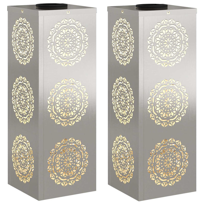 Faro LED solare per sentieri 2 pcs Acciaio inossidabile 879783