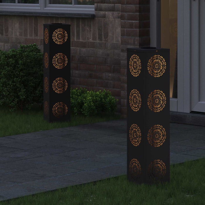 Faro LED solare per sentieri 2 pcs Nero 879786