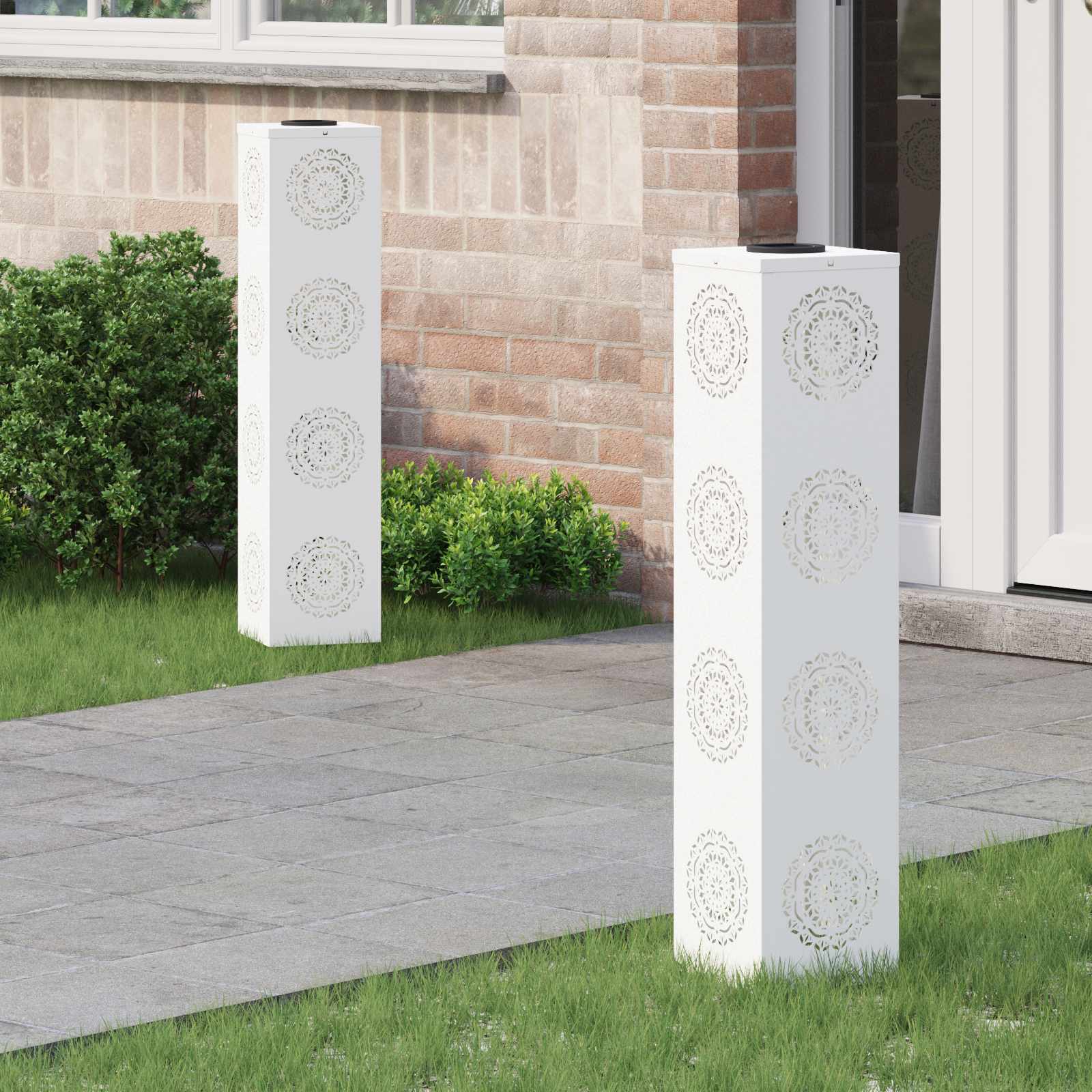 Faro LED solare per sentieri 2 pcs Bianco 879787