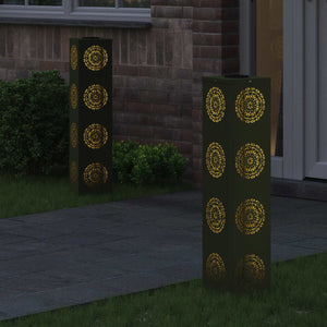 Faro LED solare per sentieri 2 pcs Verde oliva 879789