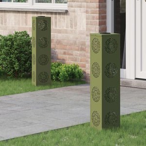 Faro LED solare per sentieri 2 pcs Verde oliva 879789