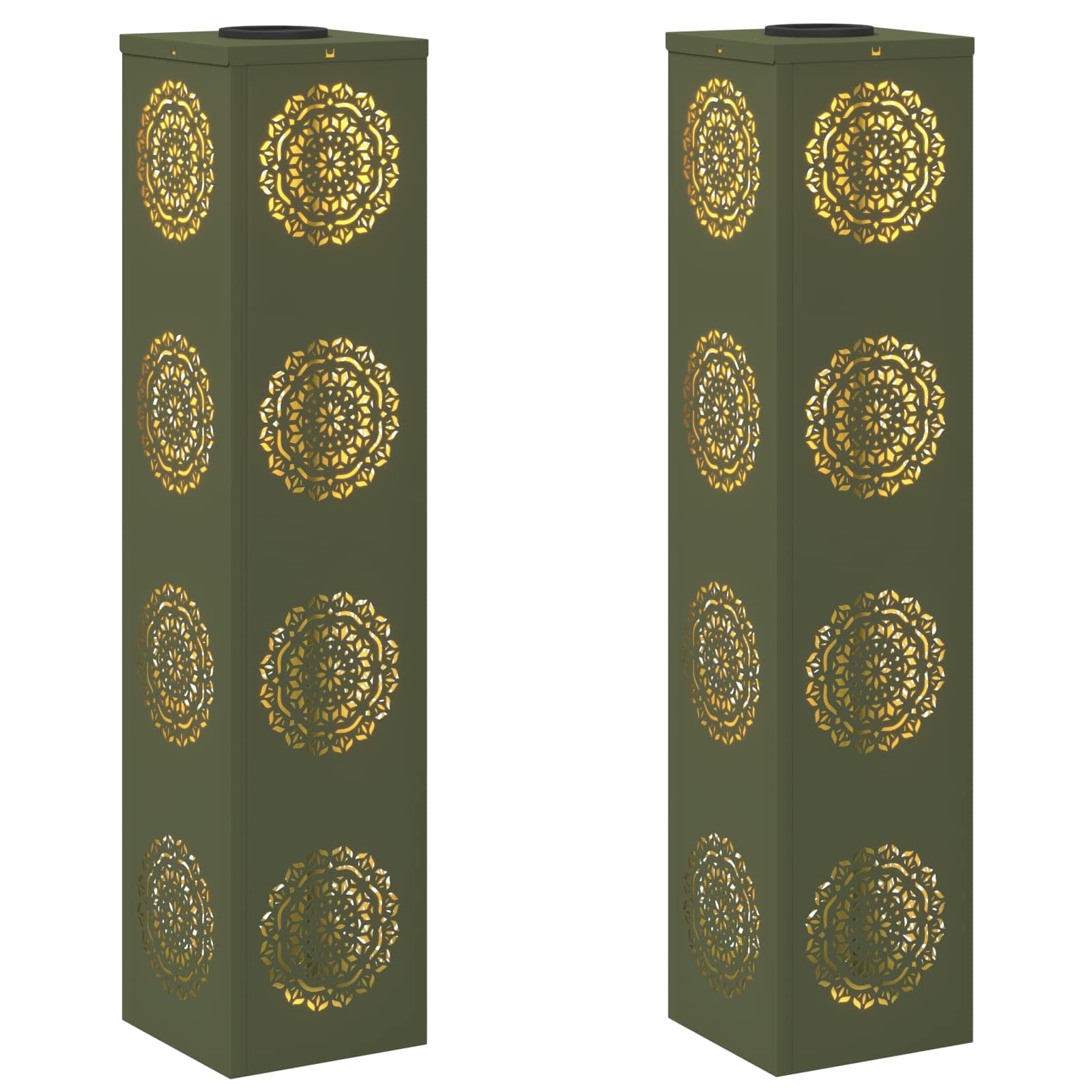 Faro LED solare per sentieri 2 pcs Verde oliva 879789