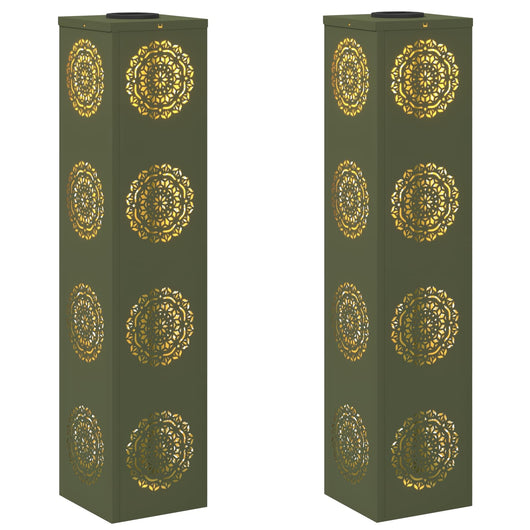 Faro LED solare per sentieri 2 pcs Verde oliva 879789