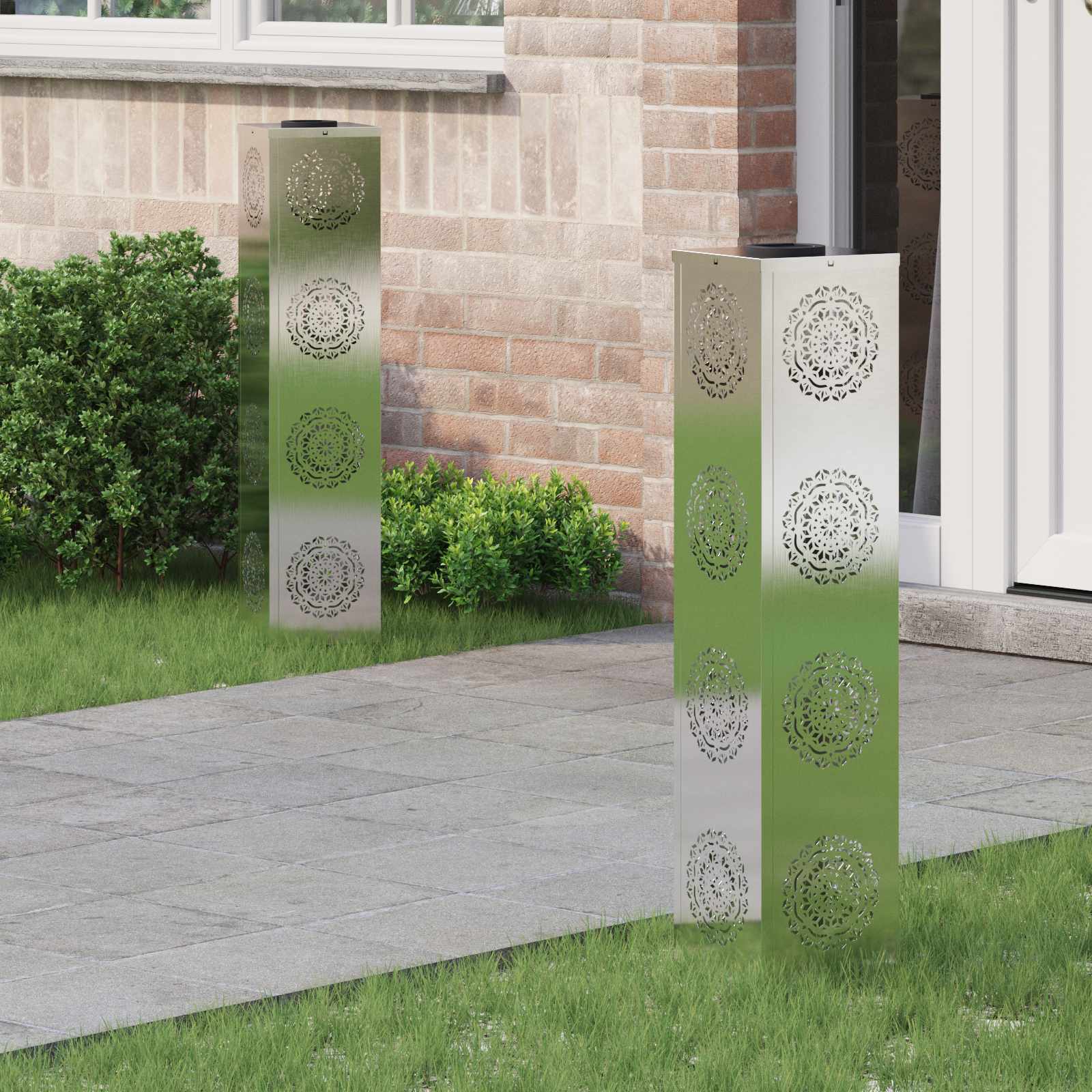 Faro LED solare per sentieri 2 pcs Acciaio inossidabile 879790