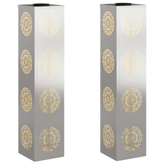 Faro LED solare per sentieri 2 pcs Acciaio inossidabile 879790