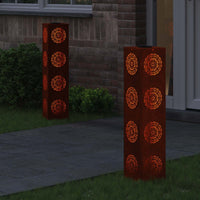 Faro LED solare per sentieri 2 pcs Acciaio Corten 879792