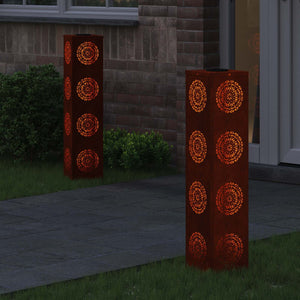 Faro LED solare per sentieri 2 pcs Acciaio Corten 879792