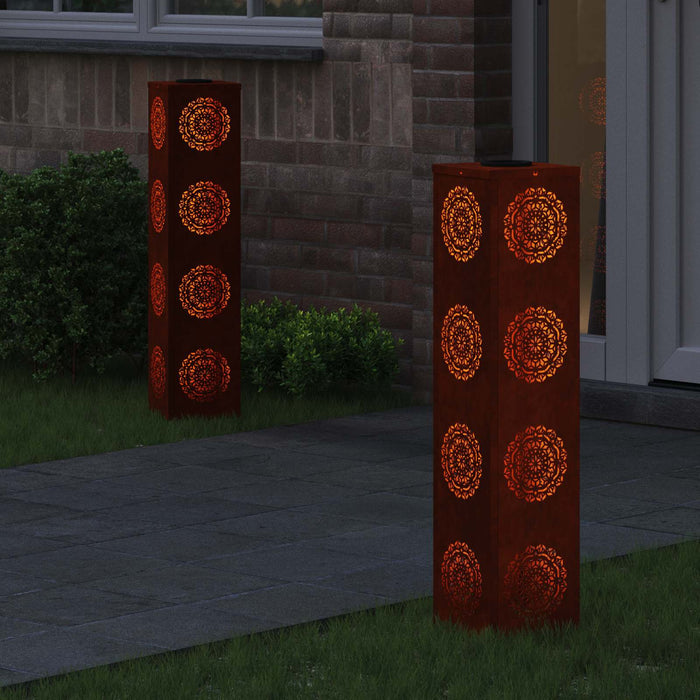 Faro LED solare per sentieri 2 pcs Acciaio Corten 879792