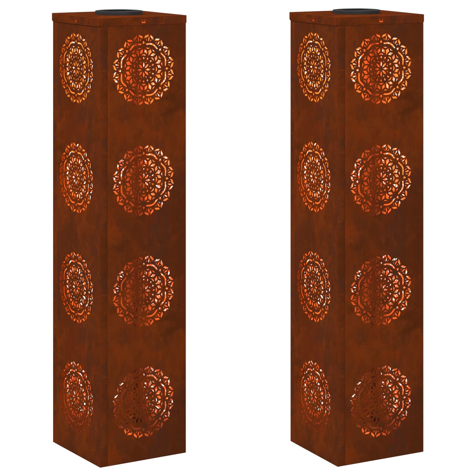 Faro LED solare per sentieri 2 pcs Acciaio Corten 879792