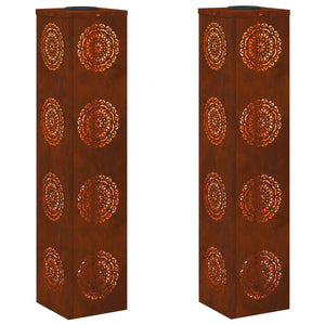 Faro LED solare per sentieri 2 pcs Acciaio Corten 879792